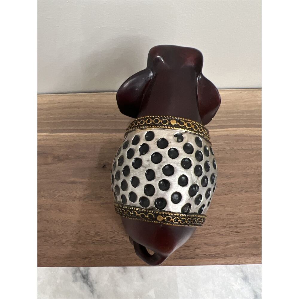 Decorative Wooden Elephant Figurine Collectable Hand Painted 6 inches - Picture 9 of 9